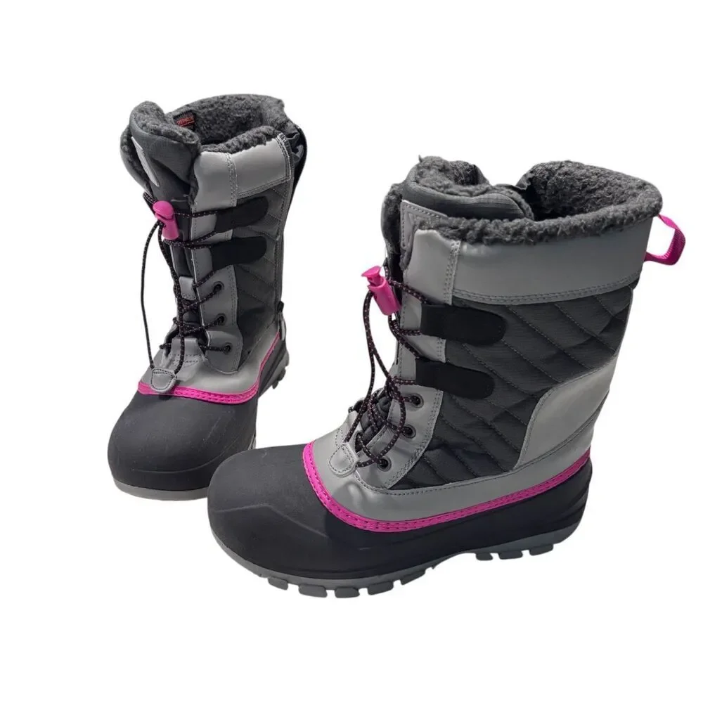 All in Motion | Girls Black Grey Thermolite Ecomade Winter Snow Boots Size 4